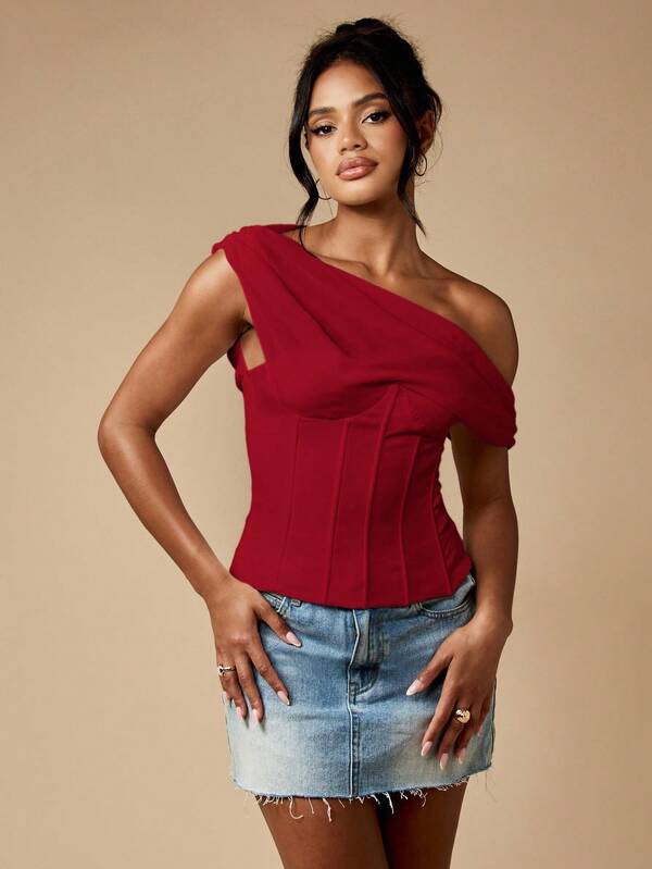 Missguided MISSGUIDED Off Shoulder Corset Top With Lace Up Back