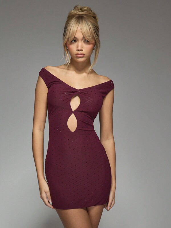 missguided MISSGUIDED Off-Shoulder Cut-Out Bodycon Mini Dress