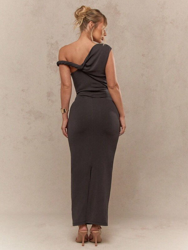 Missguided MISSGUIDED Off Shoulder Jersey Midaxi Dress With Ruched Detail