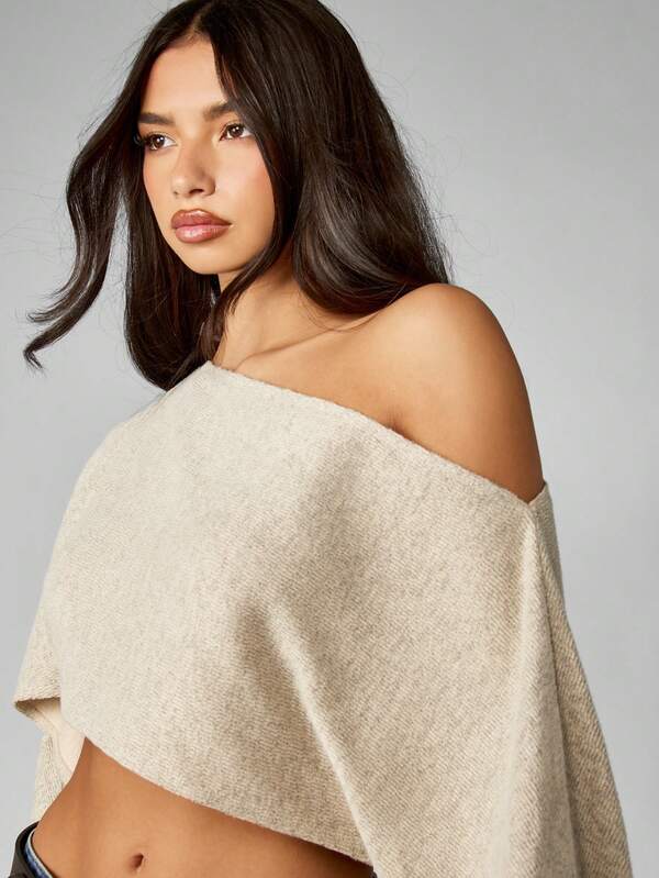 Missguided MISSGUIDED Off Shoulder Knit Sweater With Long Sleeves
