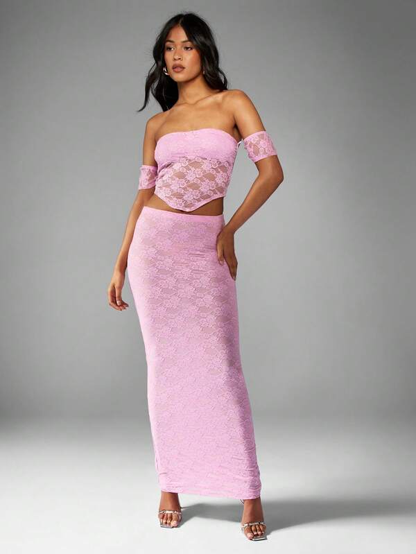 Missguided MISSGUIDED Off-Shoulder Lace Corset Top With Boning