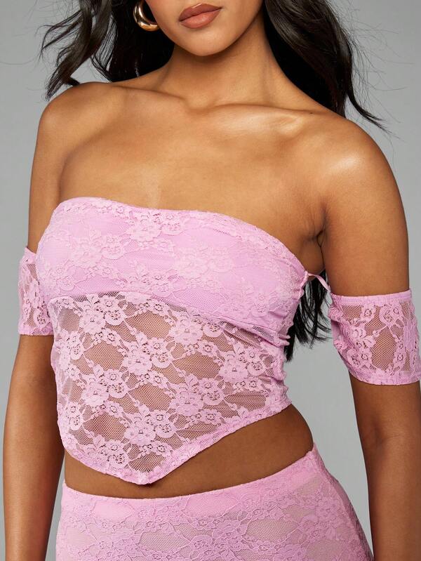 Missguided MISSGUIDED Off-Shoulder Lace Corset Top With Boning