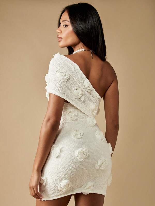 Missguided MISSGUIDED Off Shoulder Mini Dress With Rose Appliques