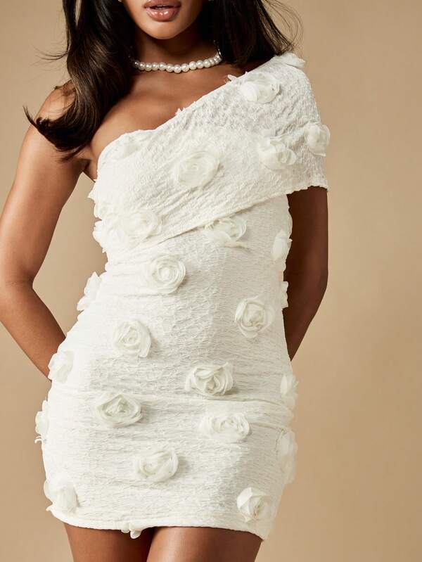 Missguided MISSGUIDED Off Shoulder Mini Dress With Rose Appliques