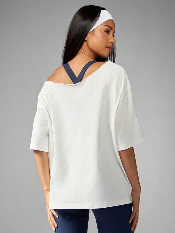 Missguided MISSGUIDED Off Shoulder Oversized T-Shirt With Varsity Print