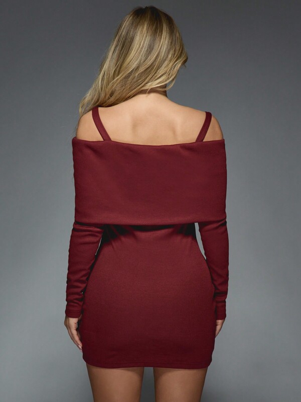Missguided MISSGUIDED Off Shoulder Ribbed Bodycon Dress With Detachable Straps