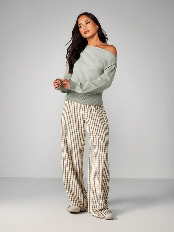 Missguided MISSGUIDED Off Shoulder Ribbed Knit Sweater