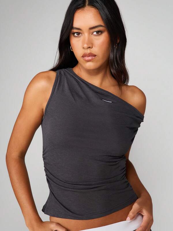 missguided MISSGUIDED Off Shoulder Ruched Fitted Top With Draping