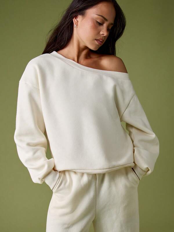 Missguided MISSGUIDED Off Shoulder Sweater With Wide Leg Pants Set