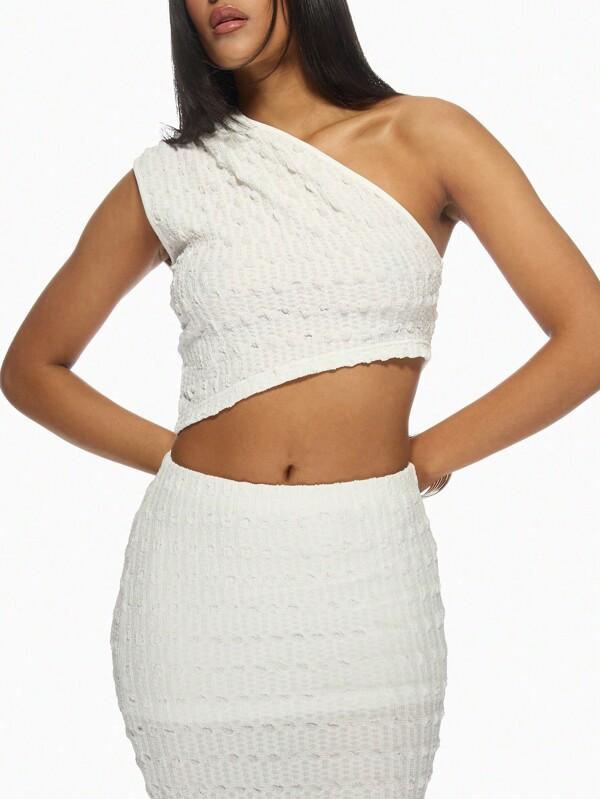 Missguided MISSGUIDED One Shoulder Asymmetric Ribbed Knit Crop Top