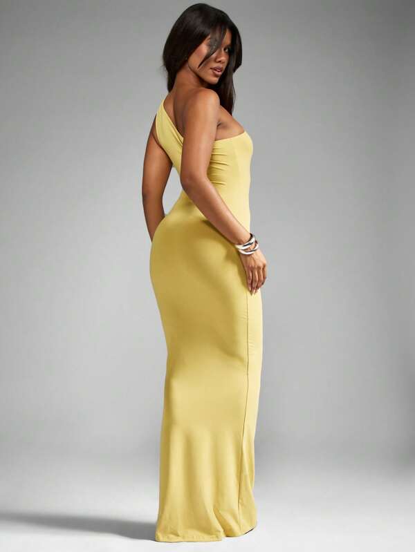 Missguided MISSGUIDED One Shoulder Bodycon Floor Length Dress