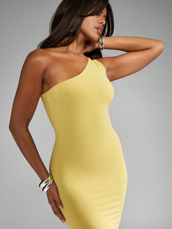 Missguided MISSGUIDED One Shoulder Bodycon Floor Length Dress
