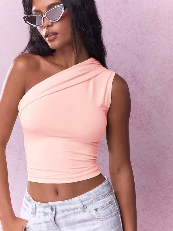 Missguided MISSGUIDED One Shoulder Crop Top Is Form Fitting And Stretchy