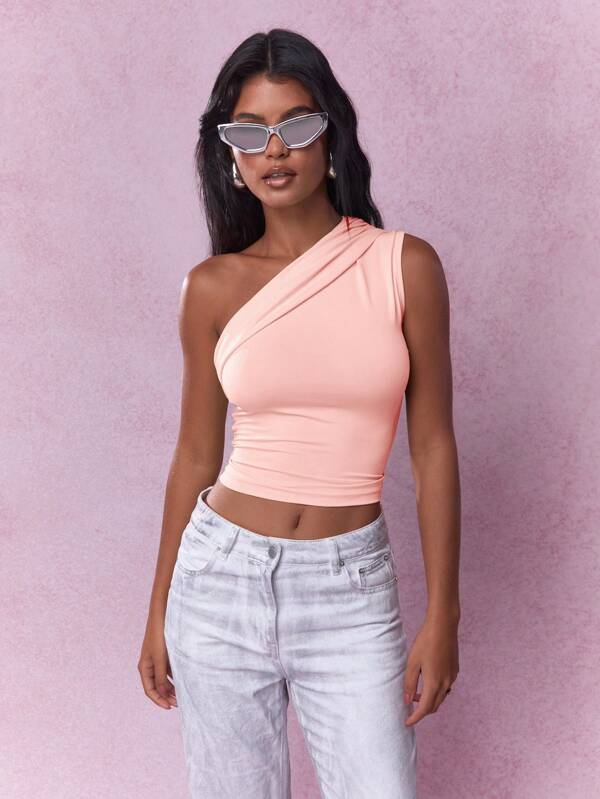 missguided MISSGUIDED One Shoulder Crop Top Is Form Fitting And Stretchy