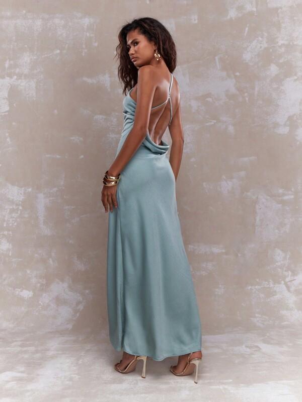 Missguided MISSGUIDED One Shoulder Elegant Mint Green Maxi Dress With High Slit Perfect For St Patricks Day Party Evening Irish Themed Celebration Formal Occasion Wear