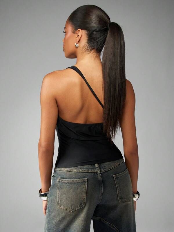 Missguided MISSGUIDED One Shoulder Fitted Crop Top With Ruched Design