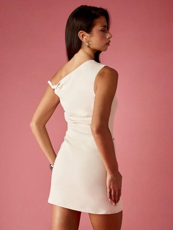 Missguided MISSGUIDED One Shoulder Mini Dress With Ruched Detail