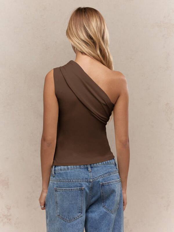 Missguided MISSGUIDED One Shoulder Ruched Crop Top With Draped Design