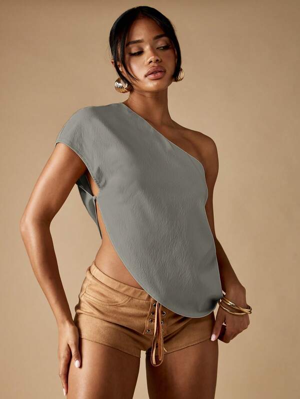 missguided MISSGUIDED One Shoulder Short Sleeve Blouse