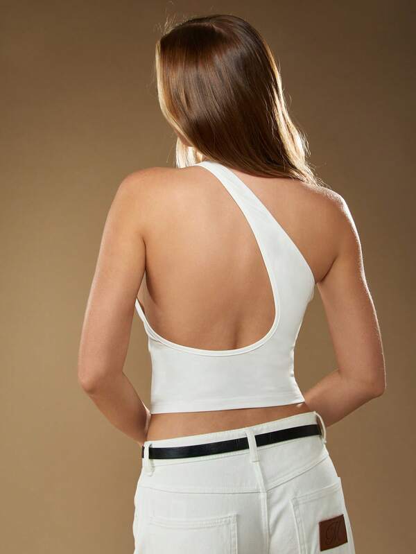 Missguided MISSGUIDED One Shoulder Sleeveless Crop Top