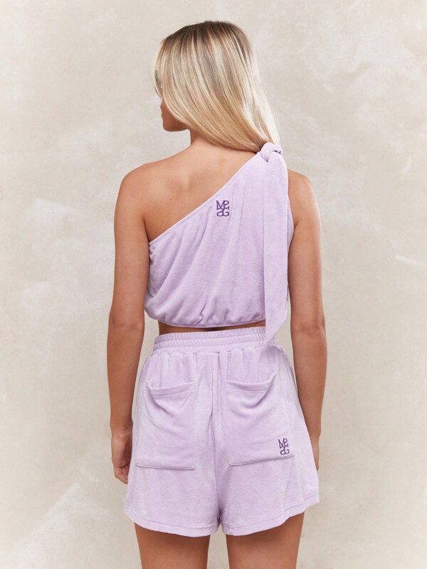 Missguided MISSGUIDED One Shoulder Solid Casual Crop Top & Shorts For Summer