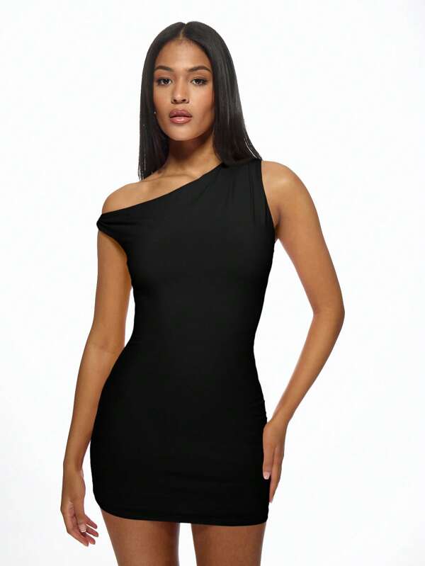 missguided MISSGUIDED One Shoulder Twisted Strap Bodycon Sleeveless Mini Dress