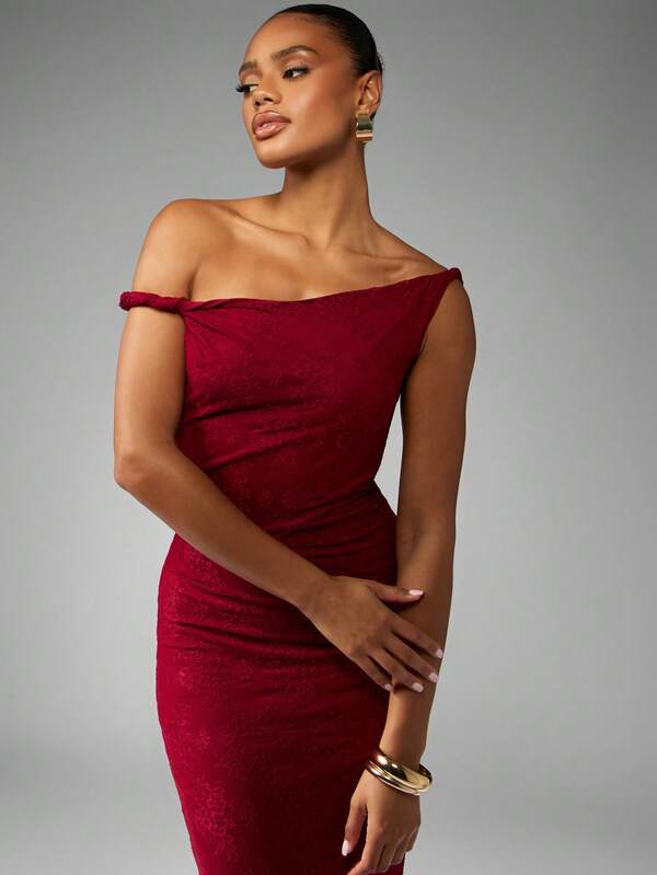 Missguided MISSGUIDED One Shoulder Velvet Floor Length Bodycon Gown