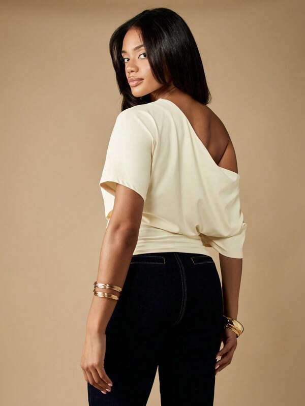 Missguided MISSGUIDED One Shoulder Wrap Top With Ruched Side Detail