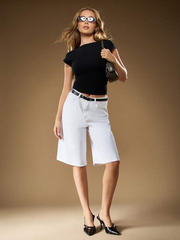 Missguided MISSGUIDED Open Back Short Sleeve Crop Top