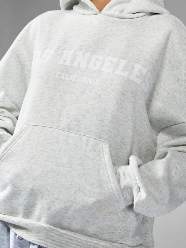 Missguided MISSGUIDED Oversize Los Angeles Typography Hoodie Sweatshirt