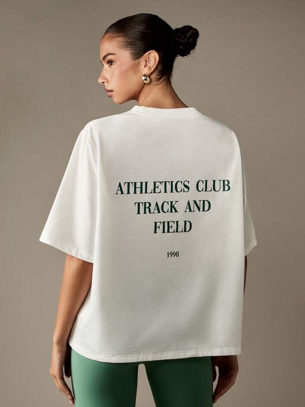 missguided MISSGUIDED Oversized Athletics Club T-Shirt With Retro Graphics