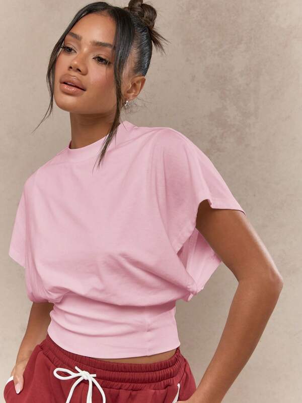 Missguided MISSGUIDED Oversized Balloon Sleeve Cinched Waist T-Shirt