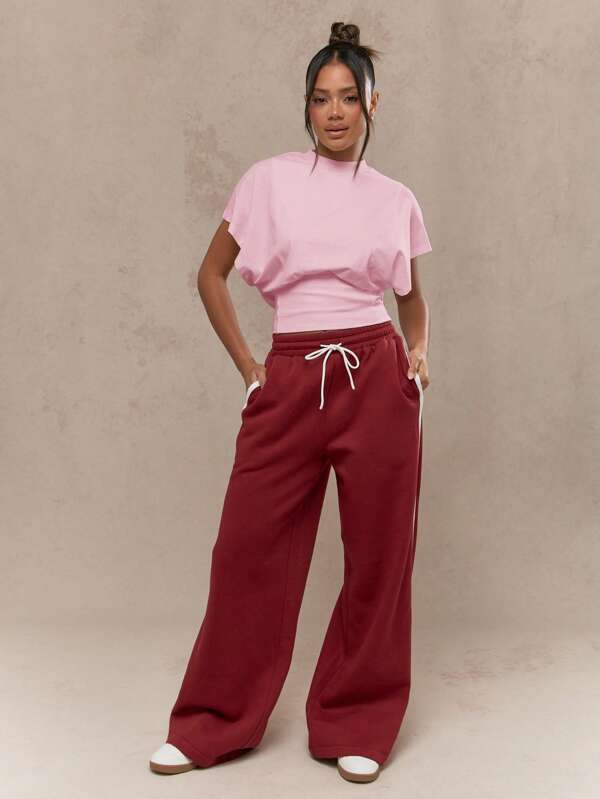 Missguided MISSGUIDED Oversized Balloon Sleeve Cinched Waist T-Shirt