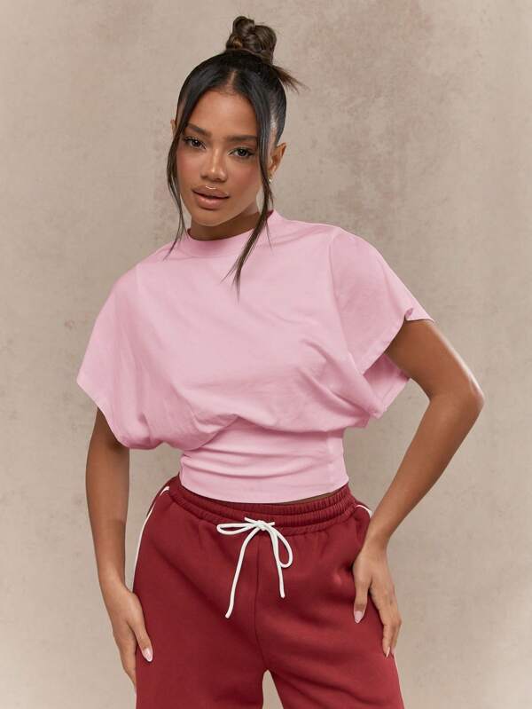 missguided MISSGUIDED Oversized Balloon Sleeve Cinched Waist T-Shirt