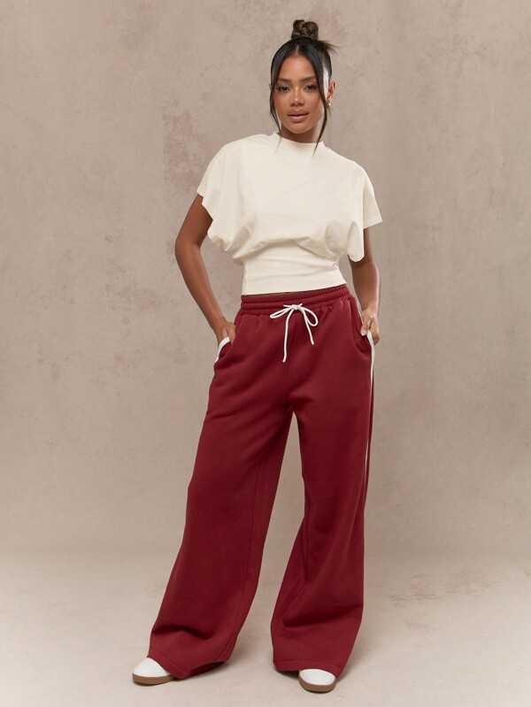 Missguided MISSGUIDED Oversized Balloon Sleeve Crop Casual Athletic Women's T-Shirt