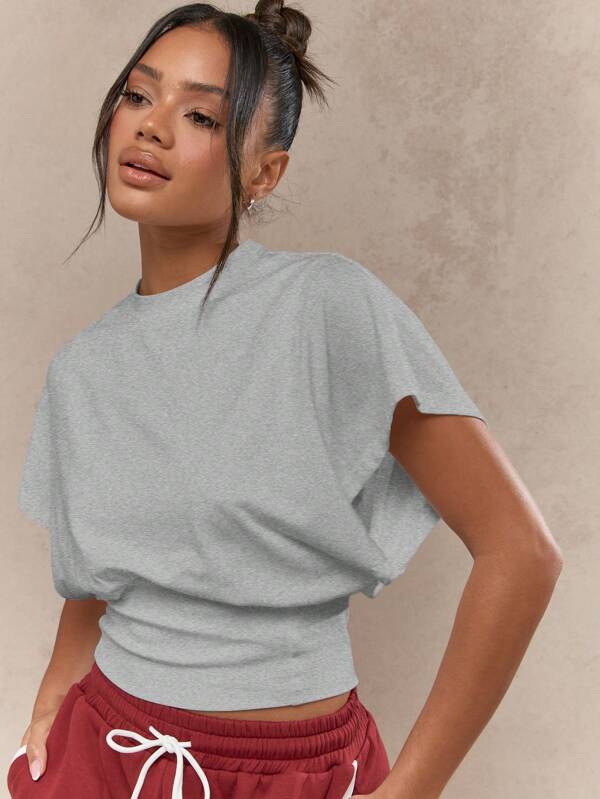 Missguided MISSGUIDED Oversized Batwing Sleeve T Shirt With Ribbed Waist