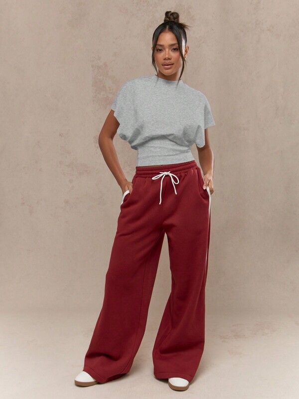 Missguided MISSGUIDED Oversized Batwing Sleeve T Shirt With Ribbed Waist