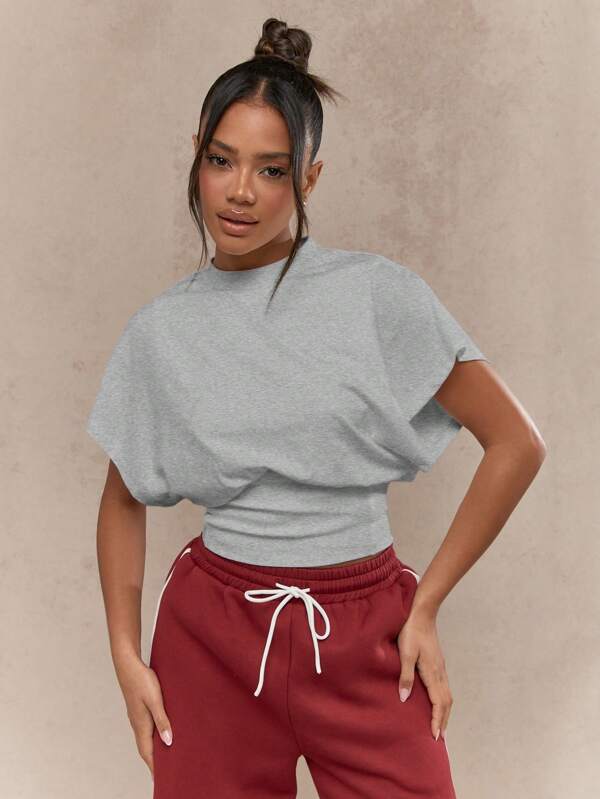 missguided MISSGUIDED Oversized Batwing Sleeve T Shirt With Ribbed Waist