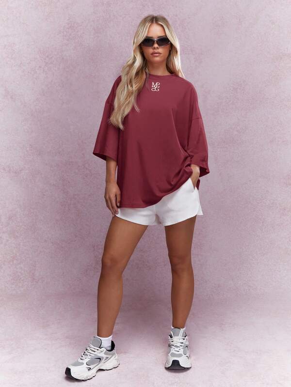 Missguided MISSGUIDED Oversized Bell Sleeve Logo T Shirt With Embroidered Detail