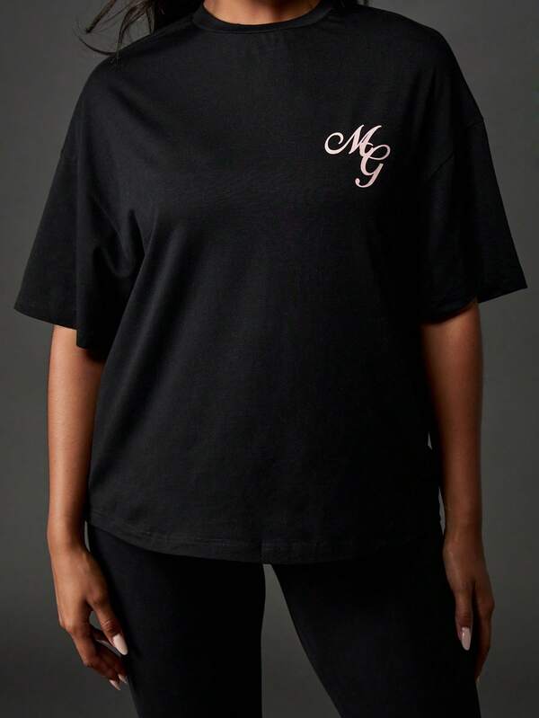 Missguided MISSGUIDED Oversized Black T Shirt With Logo Print
