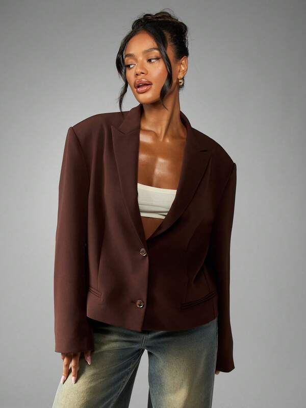 Missguided MISSGUIDED Oversized Blazer With Double Button And Lapel