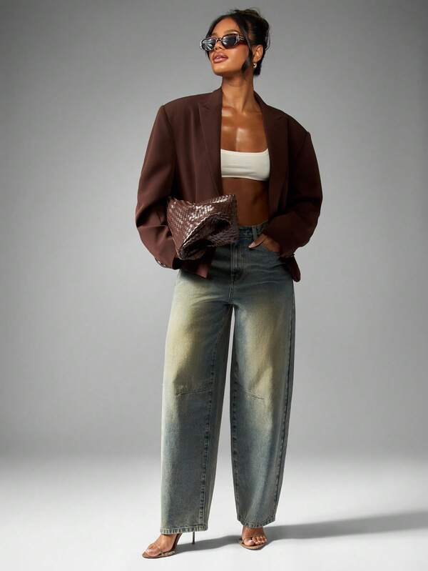 Missguided MISSGUIDED Oversized Blazer With Double Button And Lapel