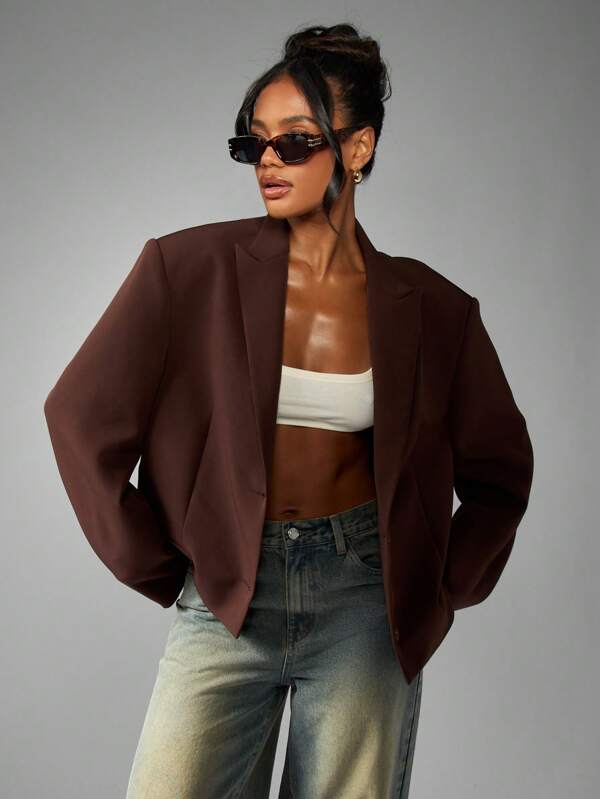 missguided MISSGUIDED Oversized Blazer With Double Button And Lapel