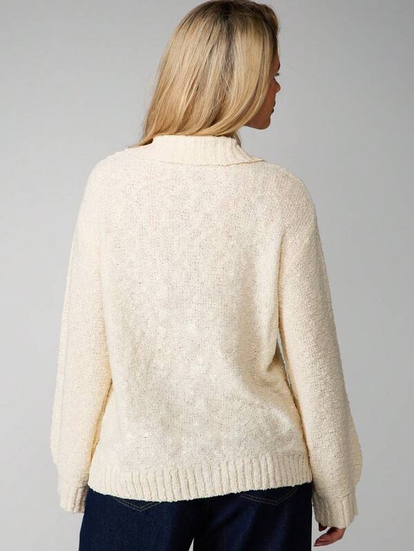 Missguided MISSGUIDED Oversized Boucle Knit Cardigan With Buttons