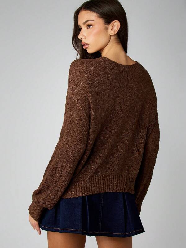 Missguided MISSGUIDED Oversized Boucle Knit Crew Neck Sweater