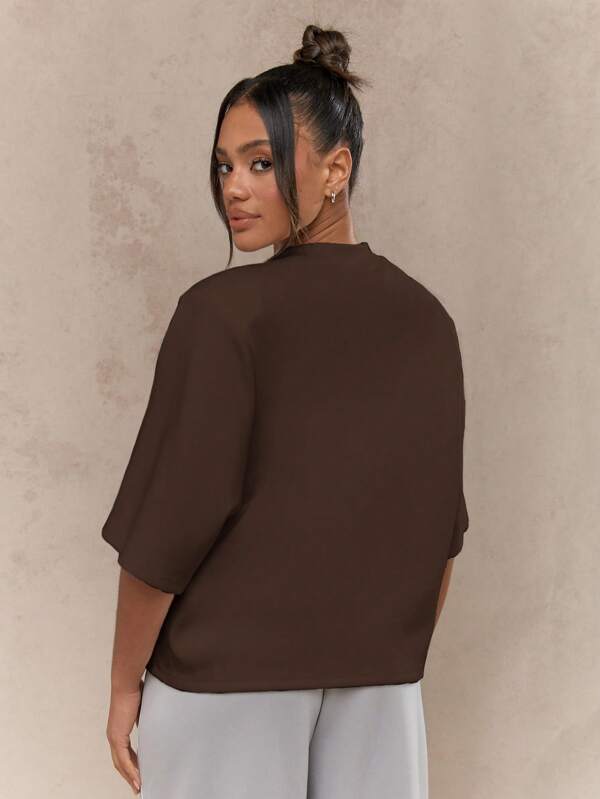 Missguided MISSGUIDED Oversized Boxy Fit High Neck T-Shirt