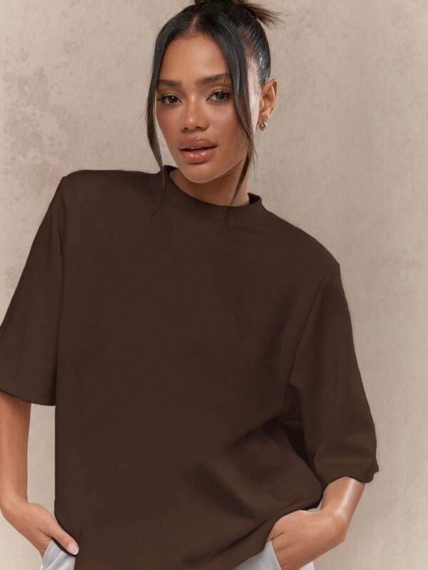 Missguided MISSGUIDED Oversized Boxy Fit High Neck T-Shirt