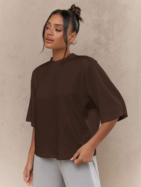Missguided MISSGUIDED Oversized Boxy Fit High Neck T-Shirt