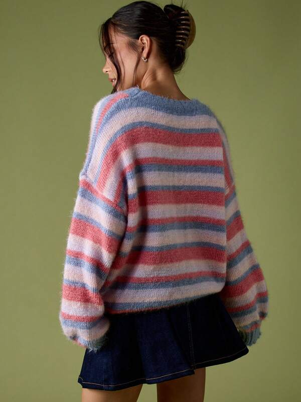 Missguided MISSGUIDED Oversized Brushed Striped Knit Jumper