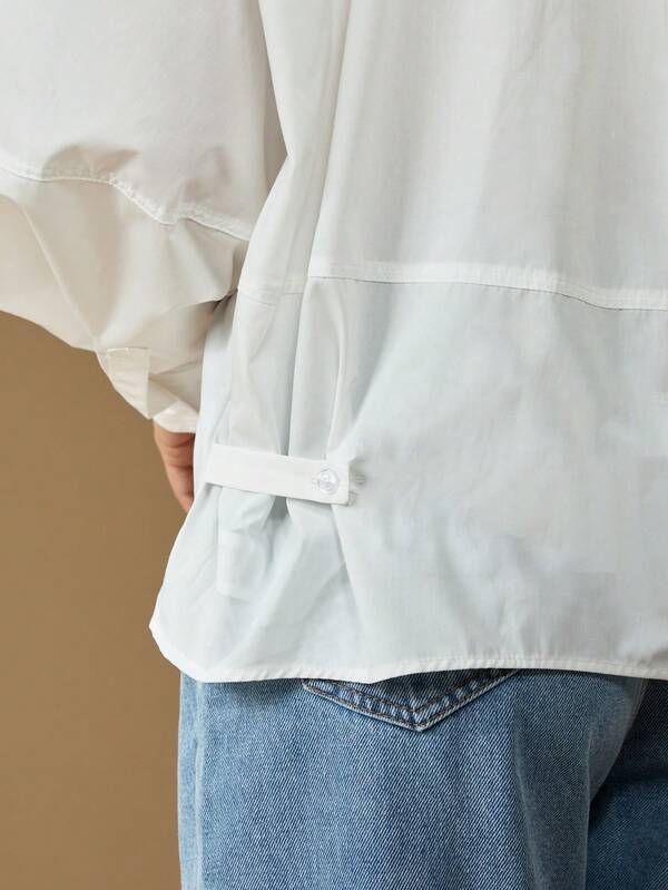 Missguided MISSGUIDED Oversized Button Down Blouse With Barrel Sleeves